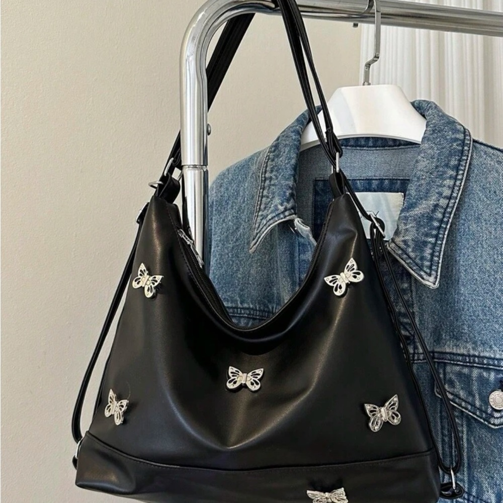 Butterfly Decorated Large Capacity Women's Shoulder Bag